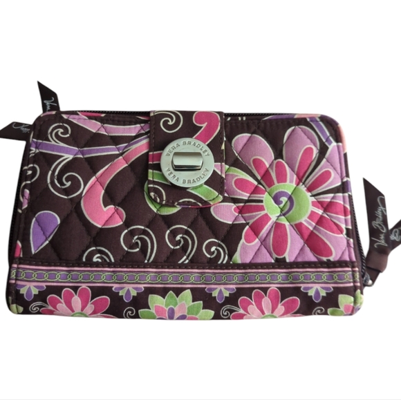 Vera Bradley Turn Lock Wallet clutch Purple Punch - Picture 1 of 8